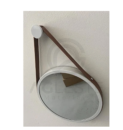 Espelho Adnet 40Cm Branco Com Caramelo - Nacional Iluminação