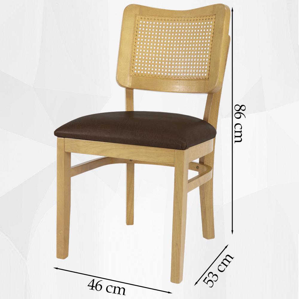 Kit 2 Cadeira Decorativa Cafe Tela Tingida Pes Madeira Amendoa Nacc