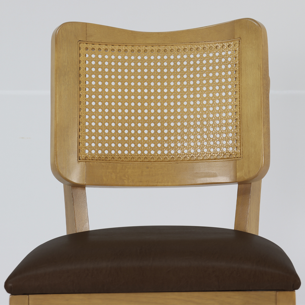 Kit 2 Cadeira Decorativa Cafe Tela Tingida Pes Madeira Amendoa Nacc