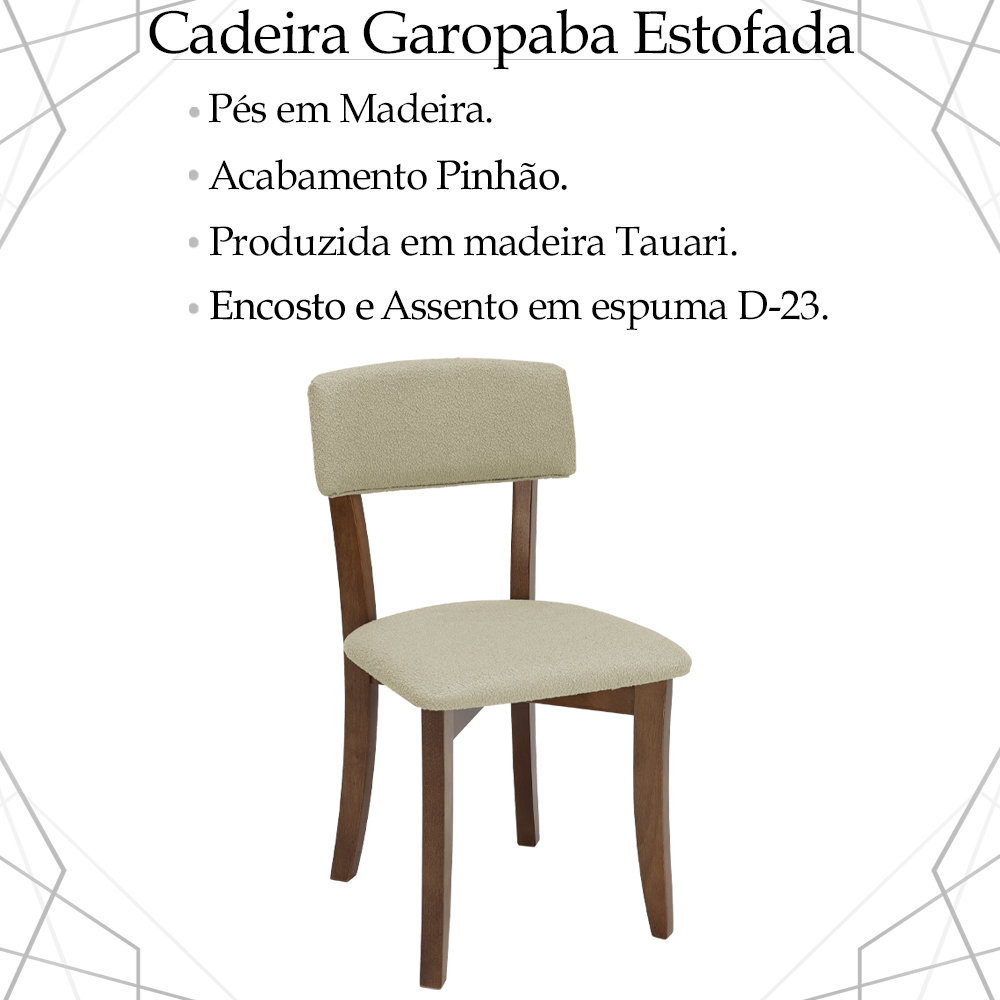 Kit 2 Cadeira Decorativa Estofada Luar Pes Madeira Pinhao Nacc