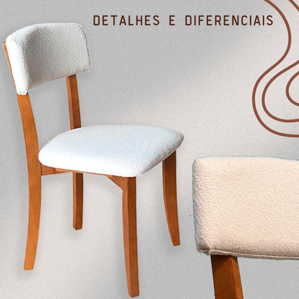 Kit 2 Cadeira Decorativa Estofada Porcelana Pes Madeira Pinhao Nacc