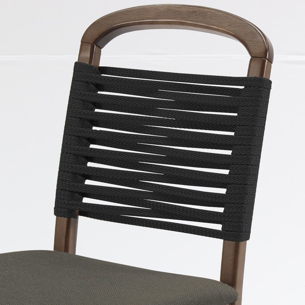 Kit 2 Cadeira Decorativa Vinil Corda Nautica Preto Pes Madeira Pinhao Nacc