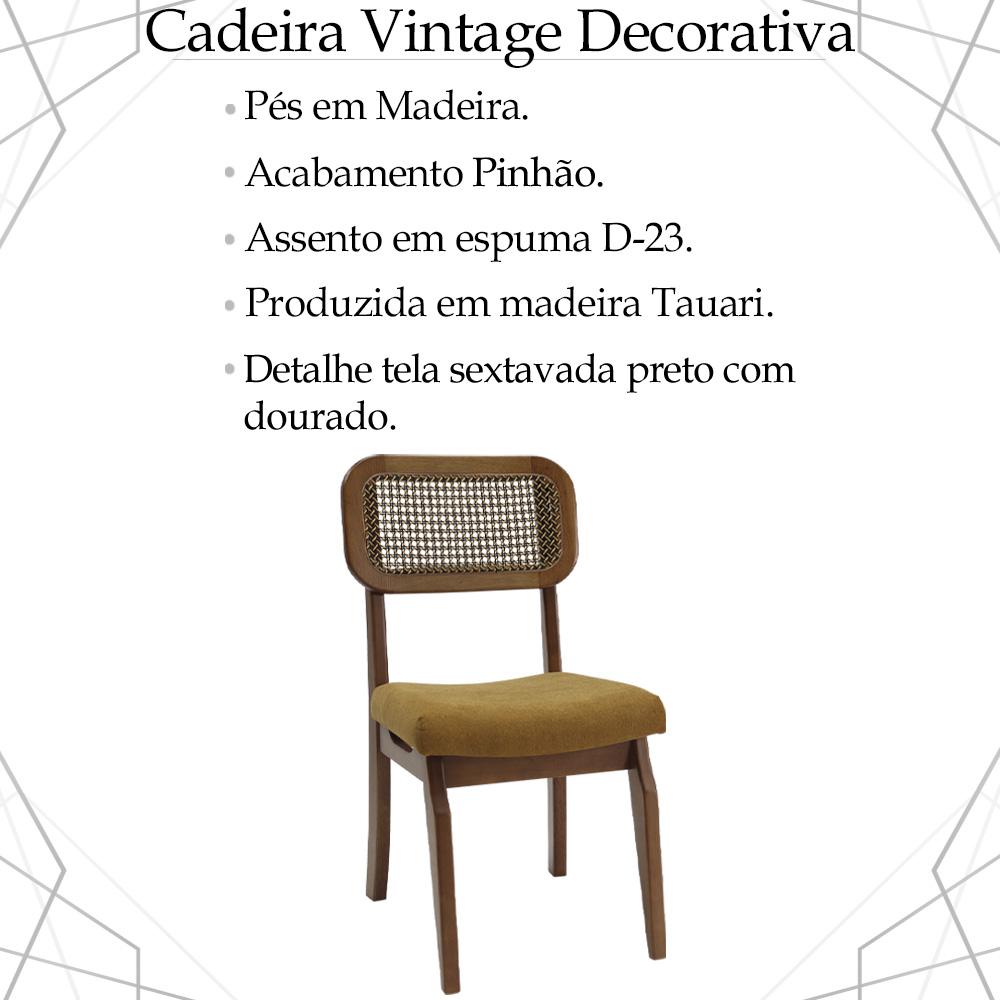Kit 2 Cadeira Decorativa Vintage Tijolo Pes Madeira Pinhao Nacc