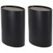 Kit 2 Mesa Apoio Lateral Oval Tampo Vidro Glow Madeira Ebano Preto Nacc