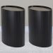 Kit 2 Mesa Apoio Lateral Oval Tampo Vidro Glow Madeira Ebano Preto Nacc