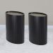 Kit 2 Mesa Apoio Lateral Oval Tampo Vidro Glow Madeira Ebano Preto Nacc