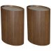 Kit 2 Mesa Apoio Lateral Oval Tampo Vidro Glow Madeira Pinhao Nacc