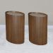 Kit 2 Mesa Apoio Lateral Oval Tampo Vidro Glow Madeira Pinhao Nacc