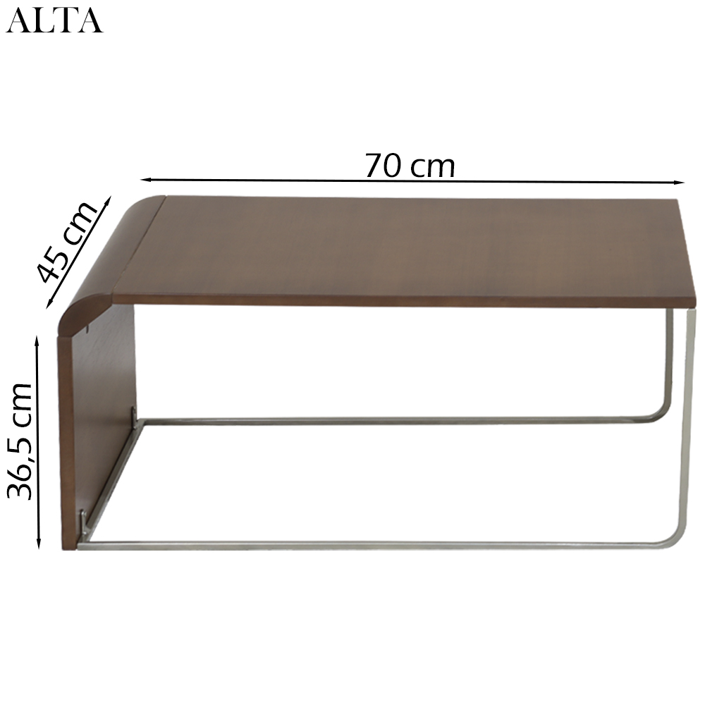 Kit 2 Mesa De Centro Alta e Baixa Pinhao Base Metal Niquel Nacc