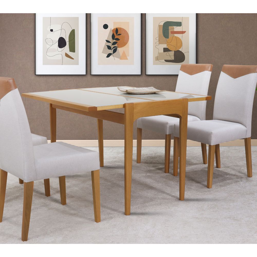 Mesa Aparador Seixas Tampo de Vidro - Fendi Claro