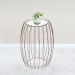 Mesa Apoio Lateral 43 cm Tampo Vidro Branco Base Metal Cobre Nacc