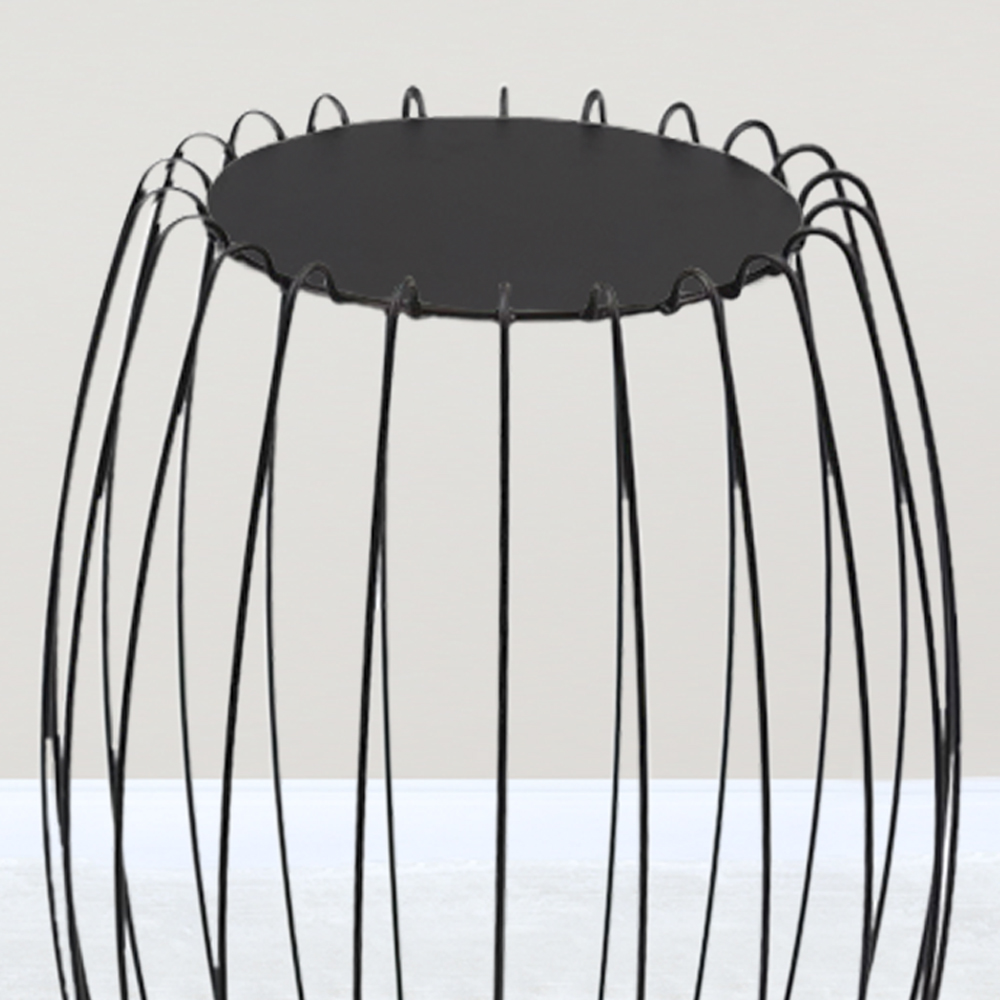 Mesa Apoio Lateral 43 cm Tampo Vidro Preto Base Metal Preto Nacc