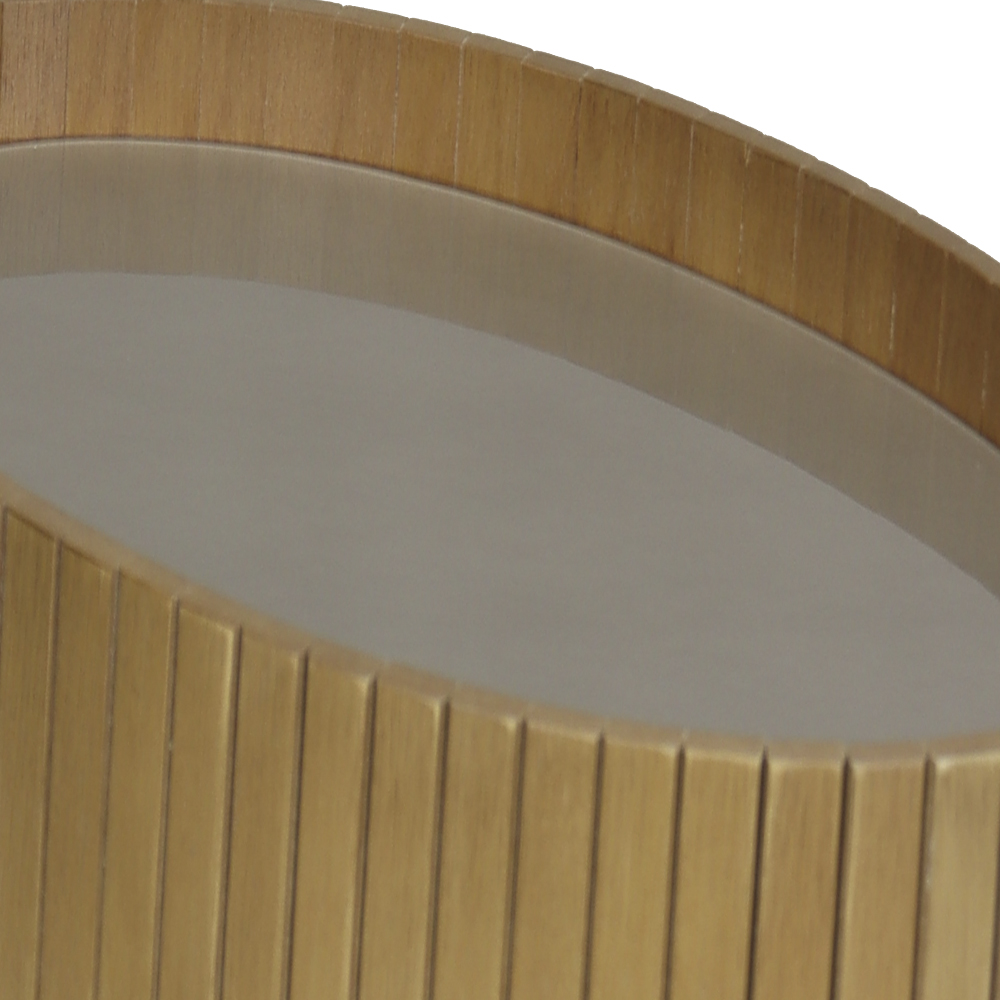 Mesa De Apoio Lateral Oval Tampo Vidro Glow Madeira Amendoa Nacc