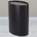 Mesa De Apoio Lateral Oval Tampo Vidro Glow Madeira Ebano Preto Nacc