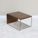 Mesa De Centro Alta Madeira Pinhao Base Metal Niquel Nacc
