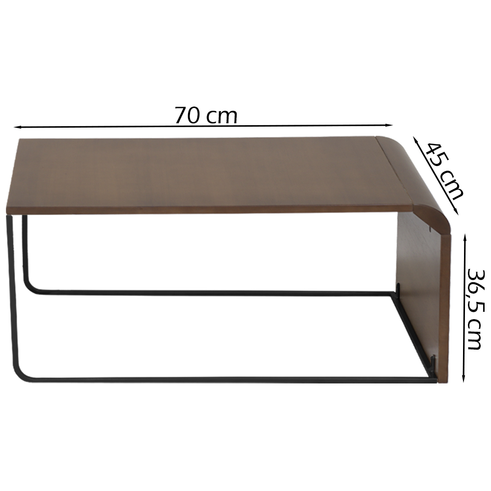 Mesa De Centro Alta Madeira Pinhao Base Metal Preto Nacc
