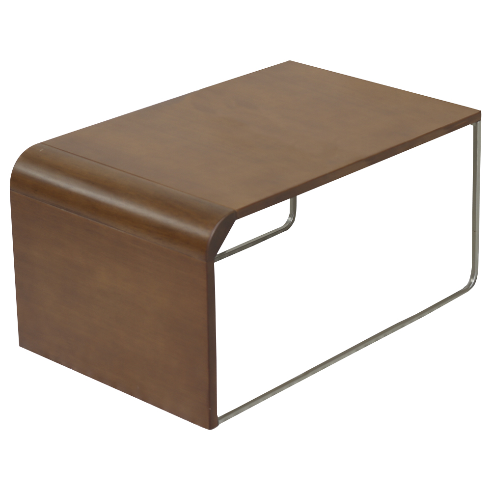 Mesa De Centro Baixa Madeira Pinhao Base Metal Niquel Nacc