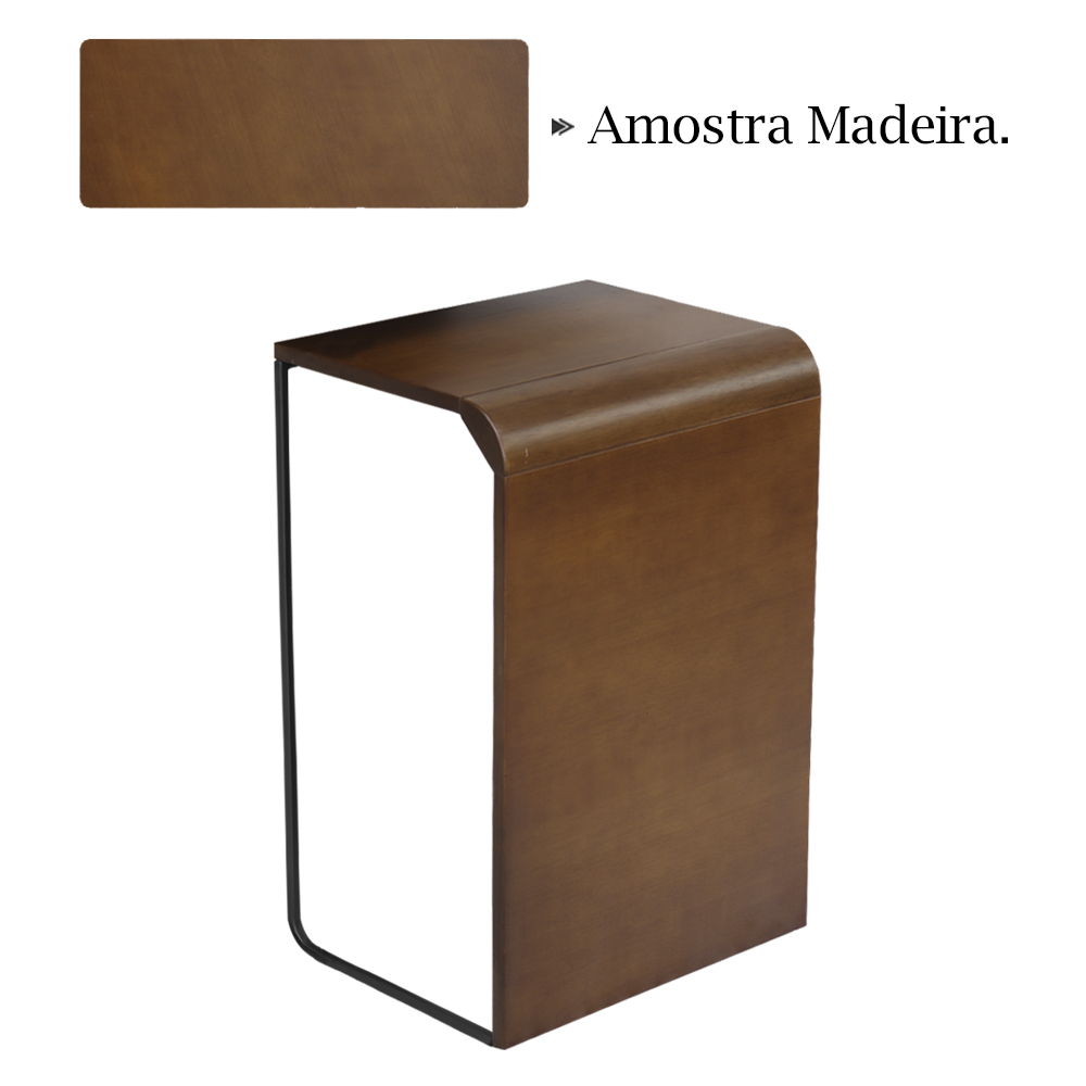 Mesa De Centro Baixa Madeira Pinhao Base Metal Preto Nacc