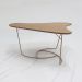 Mesa De Centro Boomerang Madeira Amendoa Base Metal Cobre Nacc