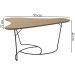 Mesa De Centro Boomerang Madeira Amendoa Base Metal Preto Nacc