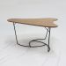 Mesa De Centro Boomerang Madeira Amendoa Base Metal Preto Nacc