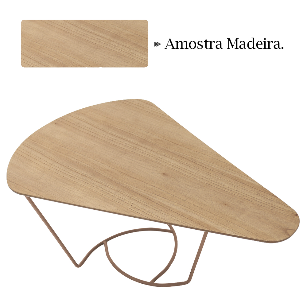Mesa De Centro Gota Madeira Amendoa Base Metal Cobre Nacc