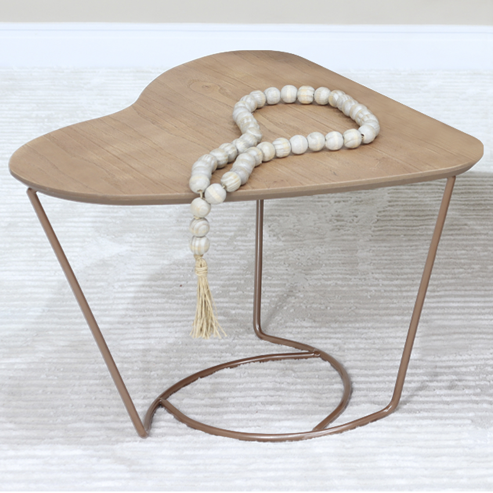 Mesa De Centro Organica Coraçao Amendoa Base Metal Cobre Nacc