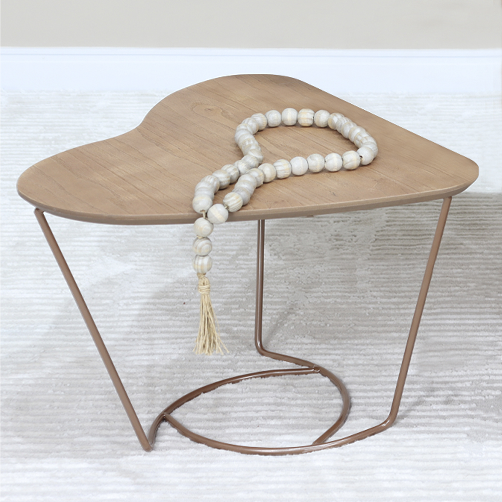 Mesa De Centro Organica Coraçao Amendoa Base Metal Cobre Nacc