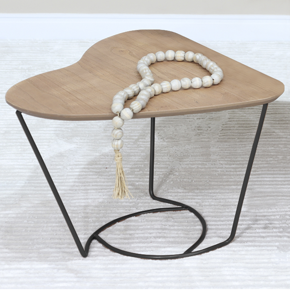 Mesa De Centro Organica Coraçao Amendoa Base Metal Preto Nacc