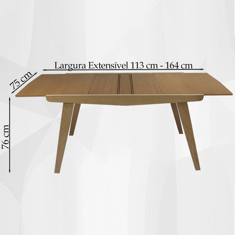 Mesa De Jantar Extensivel 113 ou 164 cm Madeira Pinhao Nacc