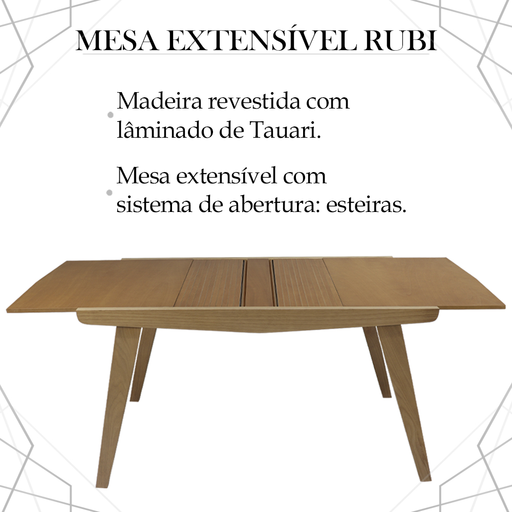Mesa De Jantar Extensivel 133 ou 185 cm Madeira Pinhao Nacc