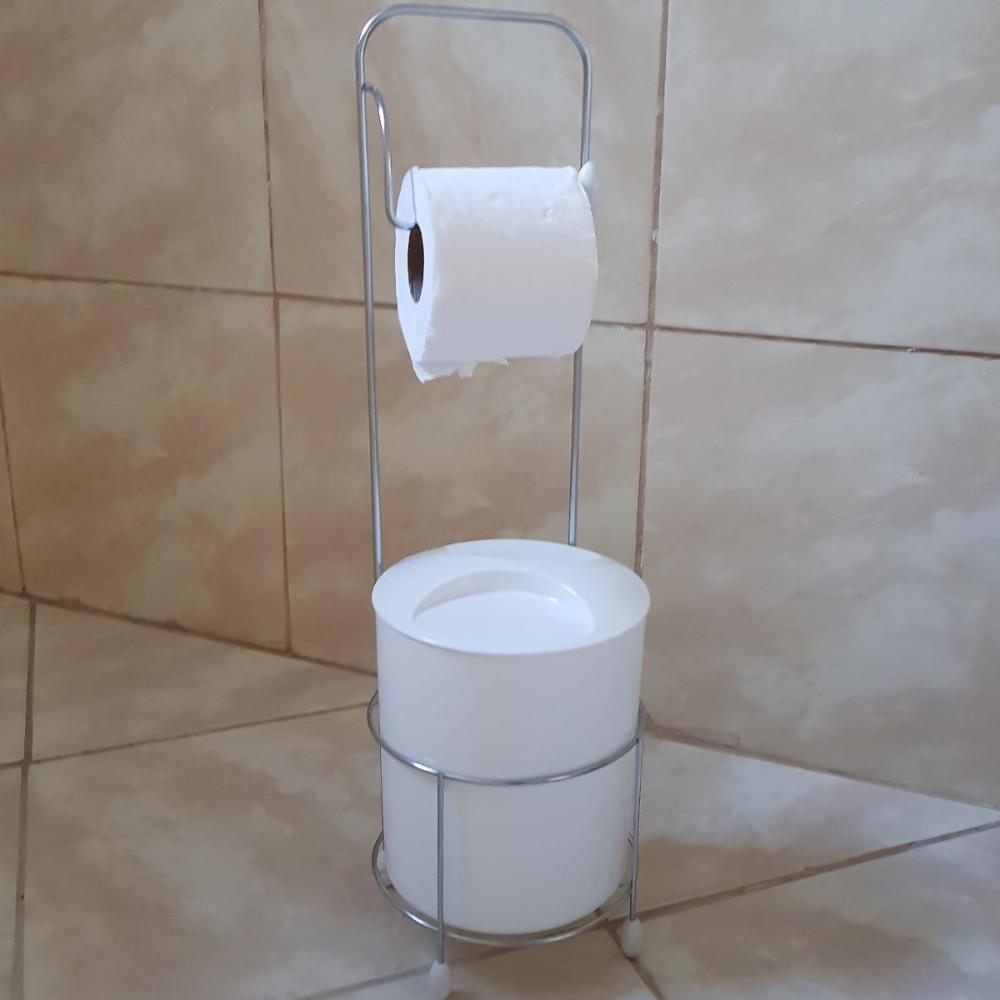 Suporte Papeleira E Lixeira Com Tampa Porta Papel Higiênico