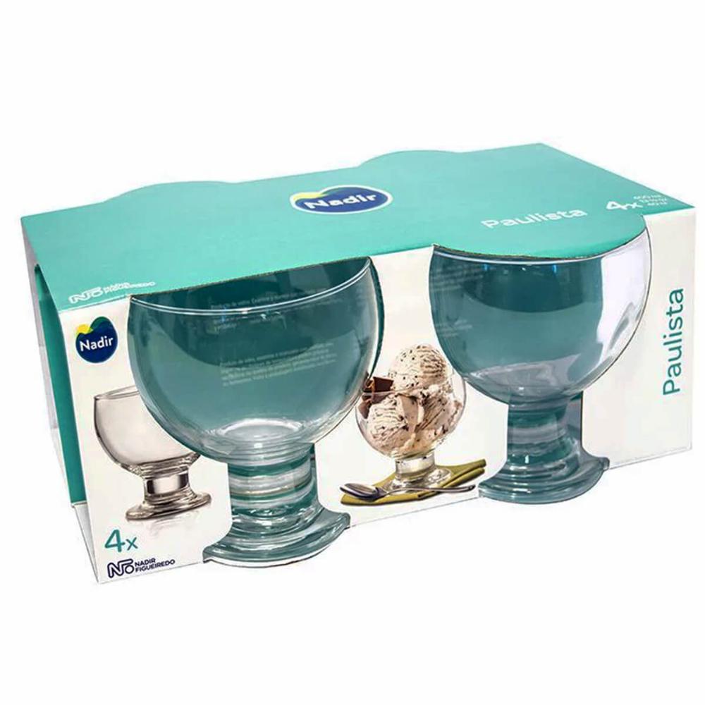 Conjunto de Sobremesa 4 Peças em Vidro Jogo de Taças de Sobremesa 400ml Paulista Nadir Incolor