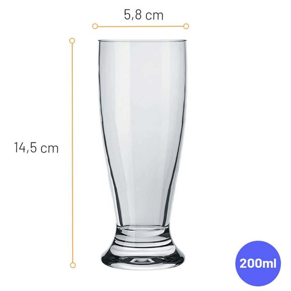 Jogo de 6 Copos Tulipa Munich de Vidro 200ml para Chopp e Cerveja Nadir Figueiredo 