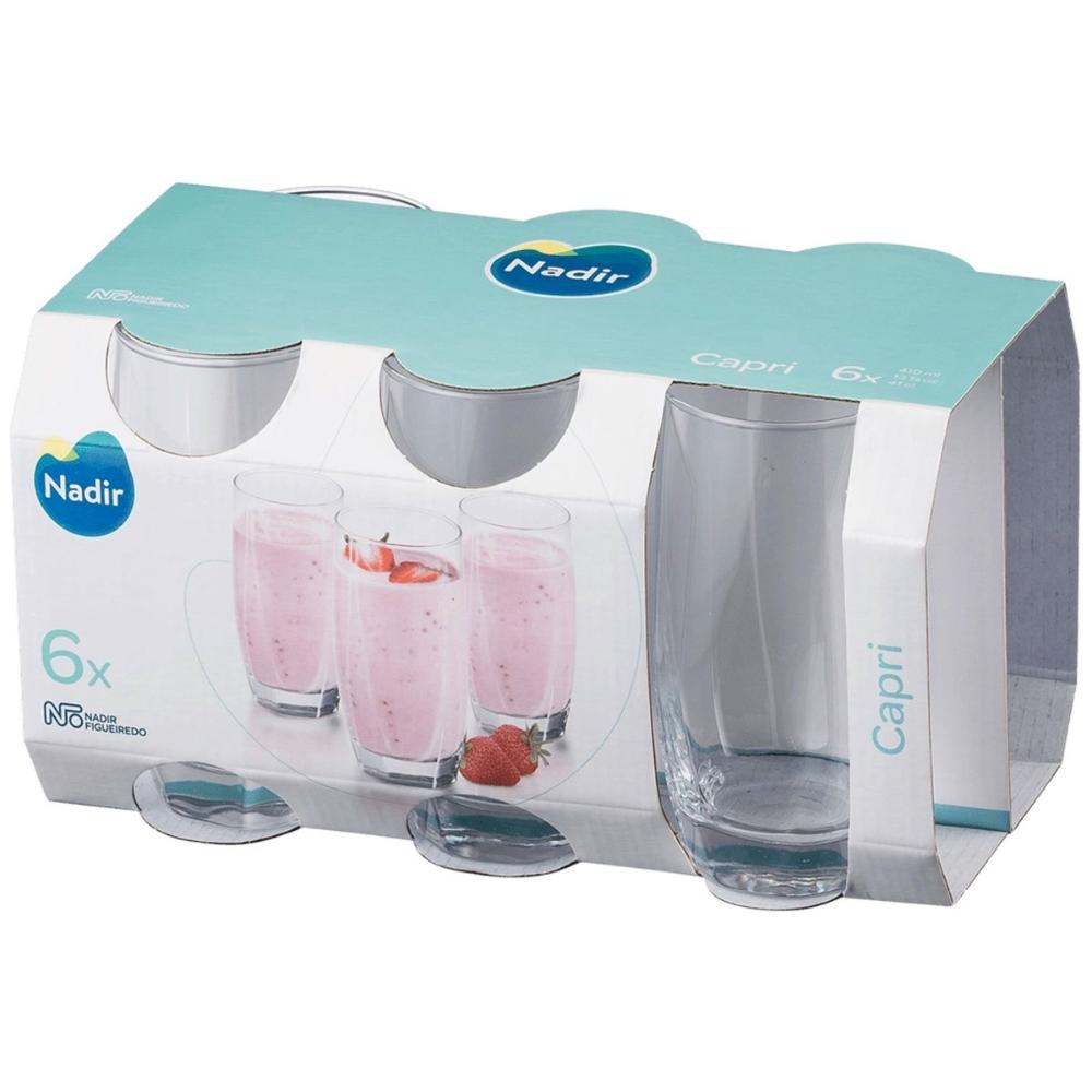 Jogo de Copos de Vidro 410ml com 6 Peças Capri Long Drink Nadir Figueiredo Transparente