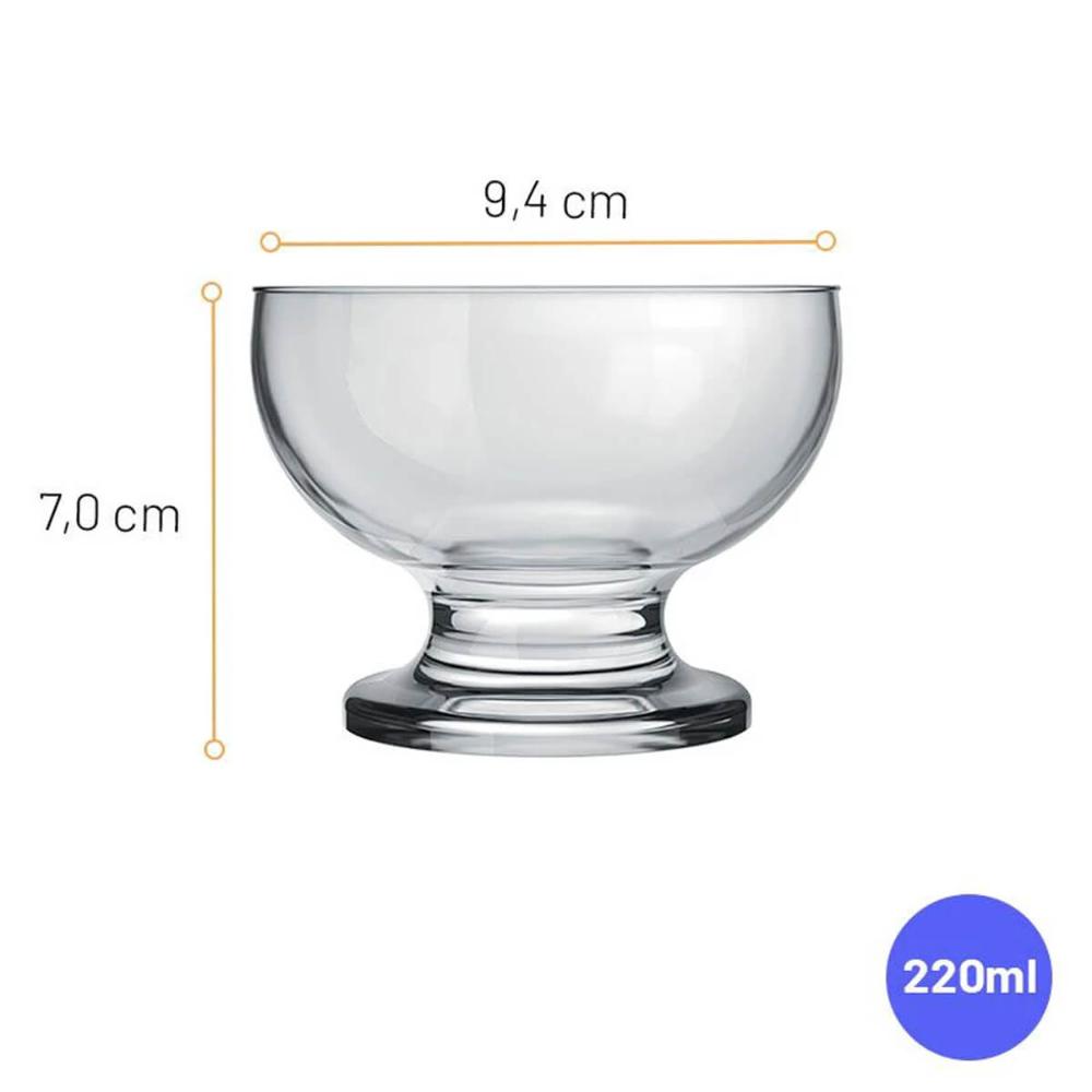 Jogo de Taças de Sobremesa em Vidro 220ml 6 Peças Paulista N