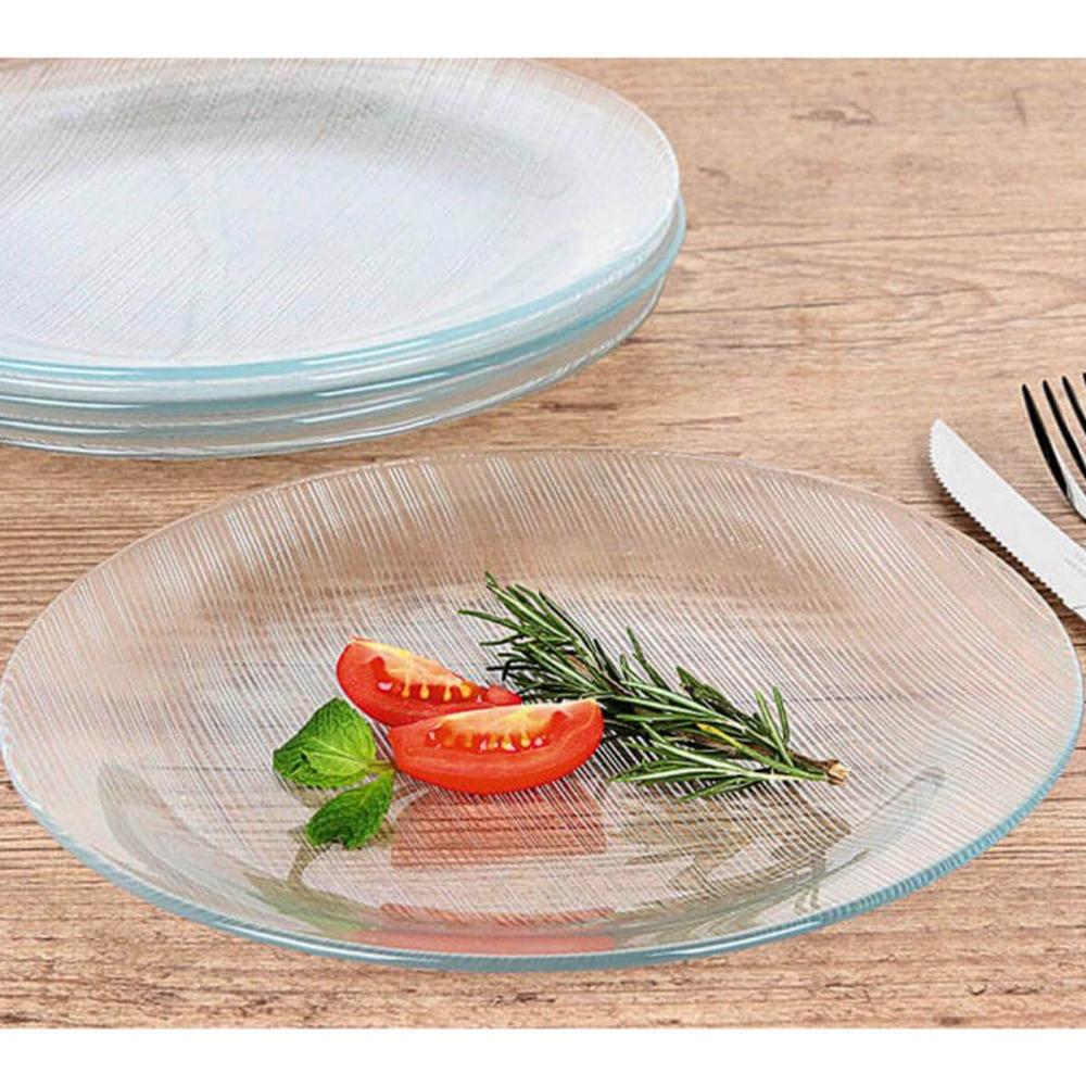 Kit 12 Pratos Fundos Duralex Pratos de Vidro Redondos Diamante 22cm Nadir Transparentes