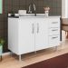 Balcão Gabinete Pia Inox 120cm Nathan 2 Portas Branco - Nathy Móveis