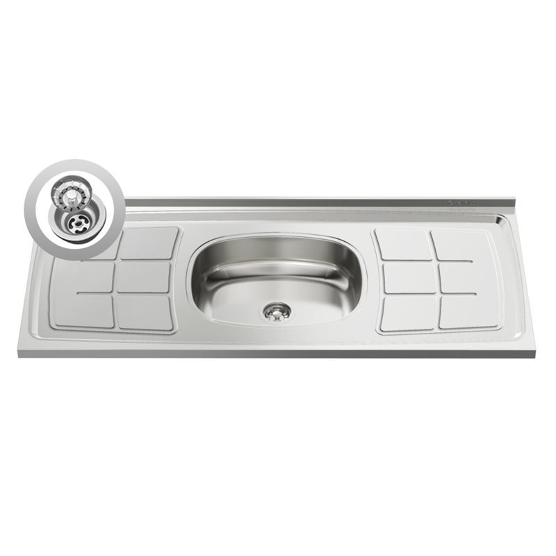 Balcão Gabinete Pia Inox 120cm Nathan 2 Portas Branco - Nathy Móveis