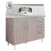 Balcão Gabinete Pia Inox 120cm Nathan 2 Portas Rústico - Nathy Móveis