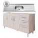 Balcão Gabinete Pia Inox 160cm Nathan 3 Portas Rústico - Nathy Móveis