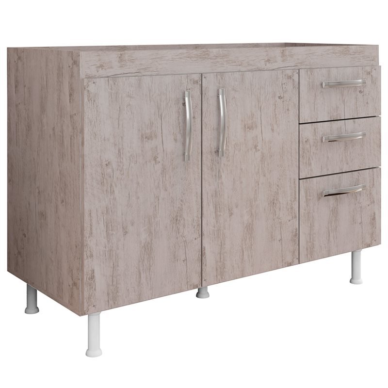 Balcão Gabinete de Pia 120cm Nathan 2 Portas Rústico - Nathy Móveis