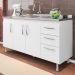 Balcão Gabinete de Pia sem Tampo 160cm Nathan 3 Portas Branco - Nathy Móveis