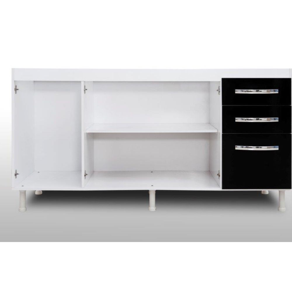 Balcão Gabinete de Pia sem Tampo 160cm Nathan 3 Portas Rústico - Nathy Móveis