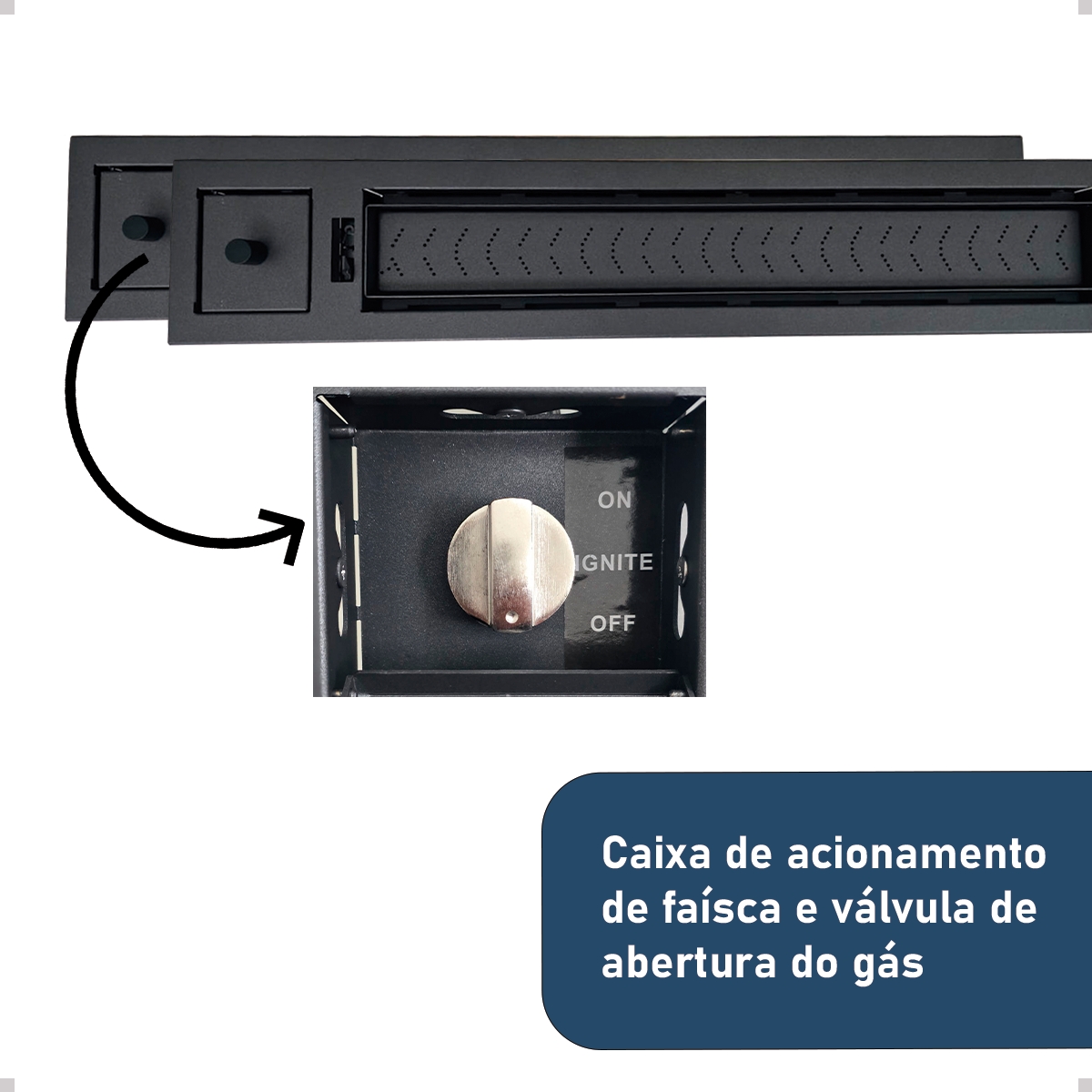 Lareira A Gás Interna Natural Glp Botijão Decoração Sala 60cm