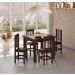 Conjunto Mesa Castanho De Madeira 88x88 Com 4 Cadeiras Estofadas Para Cozinha Sala De Jantar  Sfa