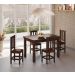 Conjunto Mesa De Madeira Castanho 120x88 Com 4 Cadeiras Estofadas Sfa