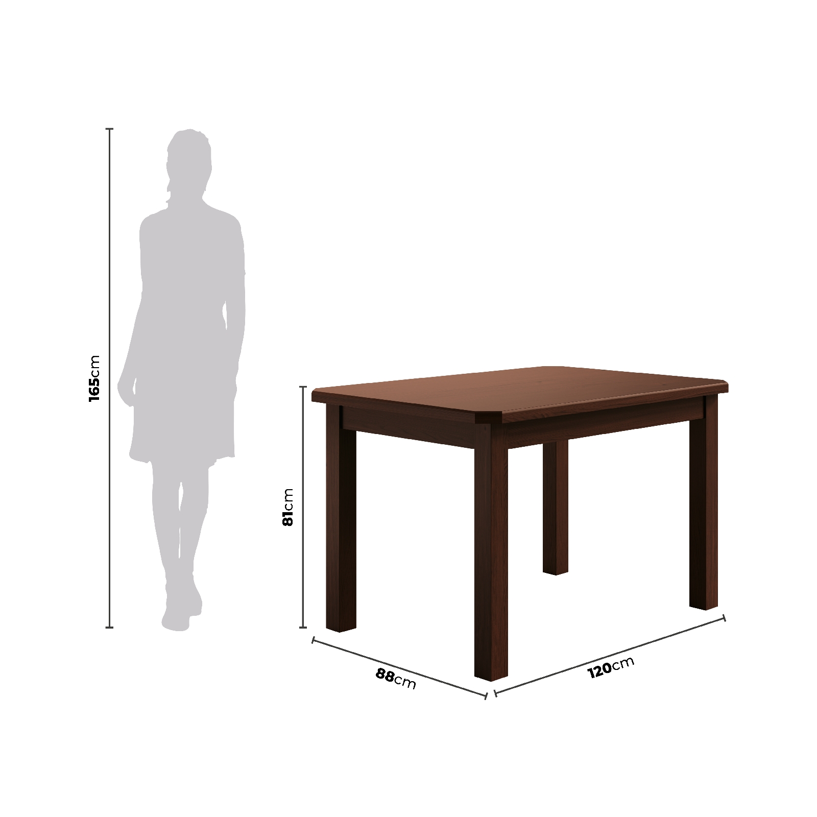 Conjunto Mesa De Madeira Castanho Maciça 120x88 + 4 Cadeiras Sfa