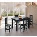 Conjunto Mesa De Madeira Preto Maciça 120x88 + 4 Cadeiras Sfa