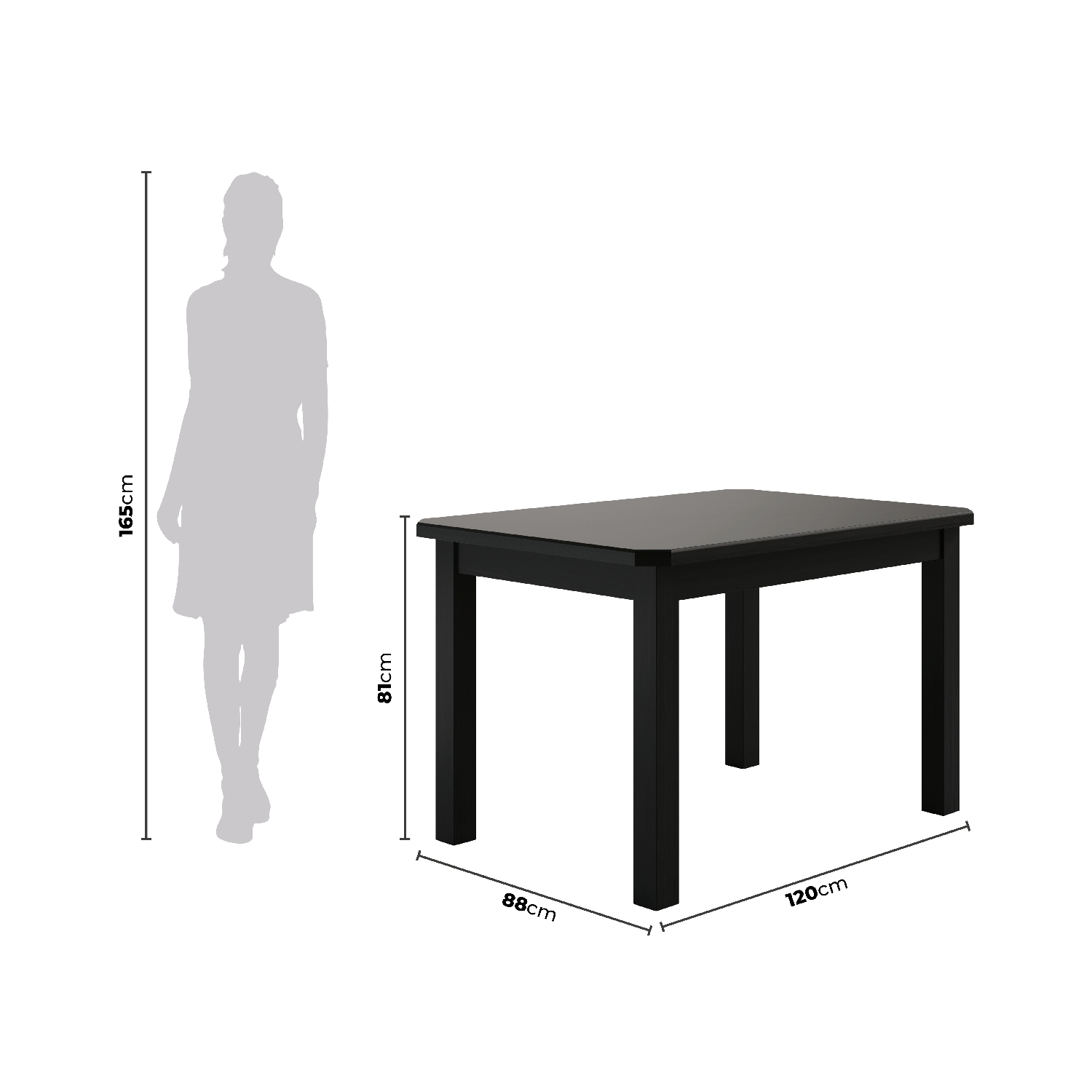Conjunto Mesa De Madeira Preto Maciça 120x88 + 4 Cadeiras Sfa